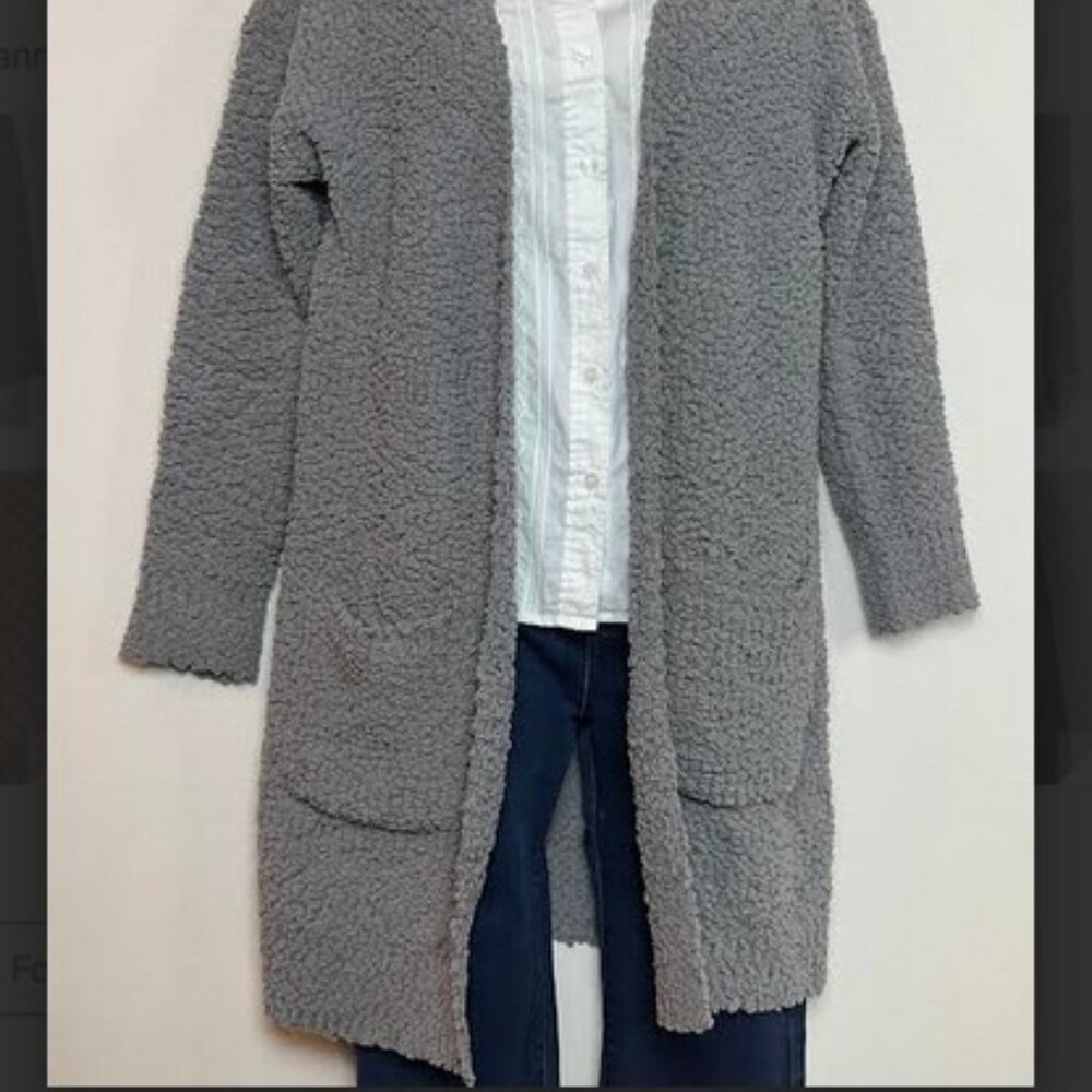 MEROKEETY Gray Knit long pocket sweater cardigan Sz Small